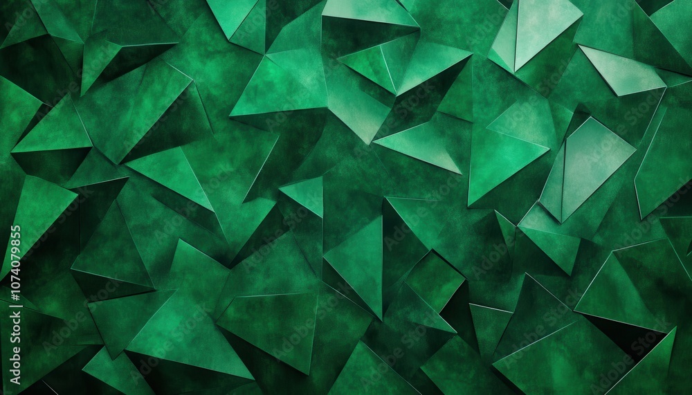 Poster abstract green triangular geometric pattern