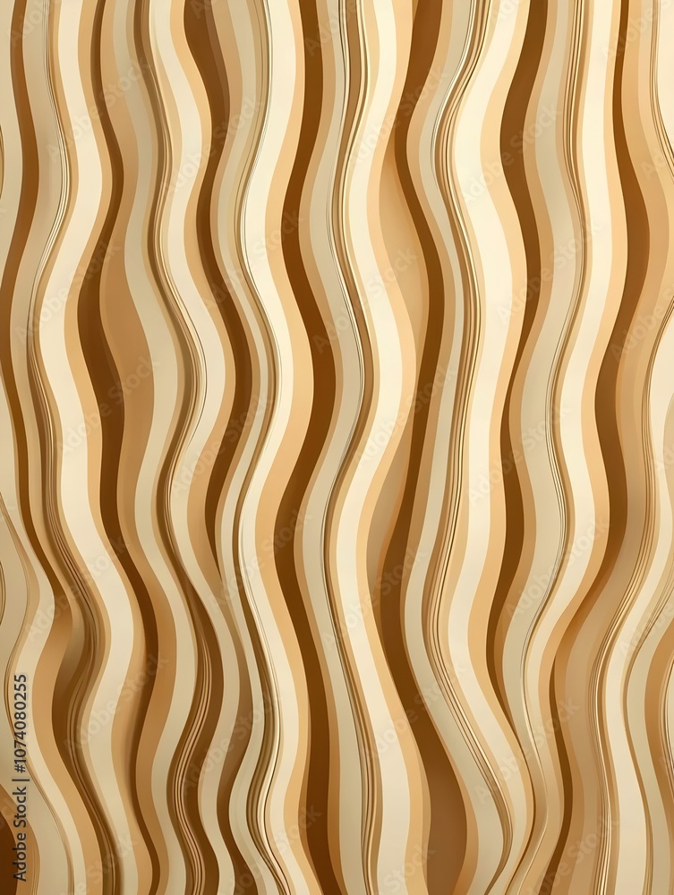 Poster a visually striking abstract pattern featuring flowing waves in varying shades of beige and brown, c