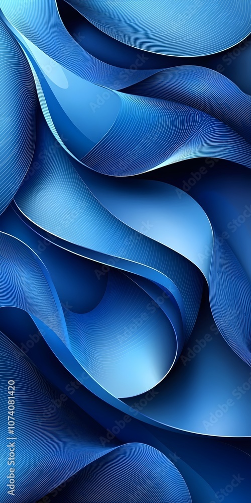 Aufkleber an abstract design showcasing flowing waves in varying shades of blue, creating a serene and modern 