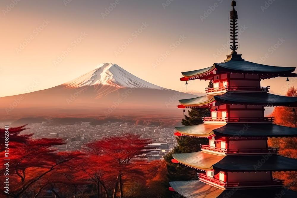 Poster mountain range is in the background with a large building in the foreground.