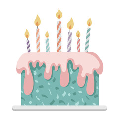 Birthday cake flat design.  Party Icon in vintage style