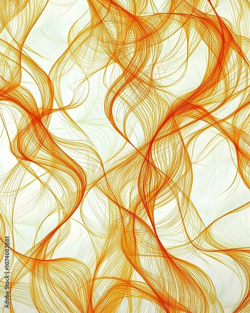 Poster an abstract composition featuring flowing lines in shades of orange, creating a dynamic and vibrant 
