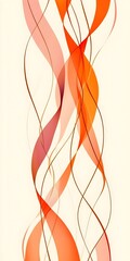 An elegant abstract design featuring flowing ribbons in shades of orange and pink against a soft cream background, evoking a sense of warmth and movement.