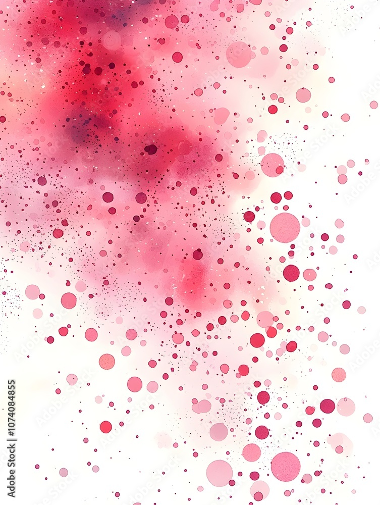 Poster a vibrant abstract watercolor design featuring splashes of red and pink hues, creating a dreamy and 