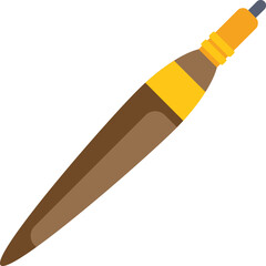 Brown cuban cigar with yellow band lying on white background