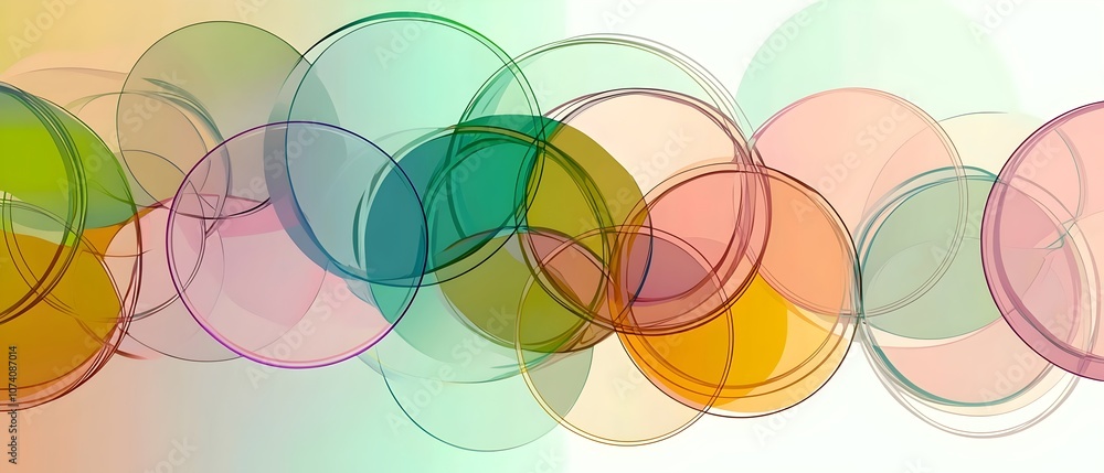 Aufkleber an abstract composition of colorful translucent circles in various tones, creating a vibrant and har