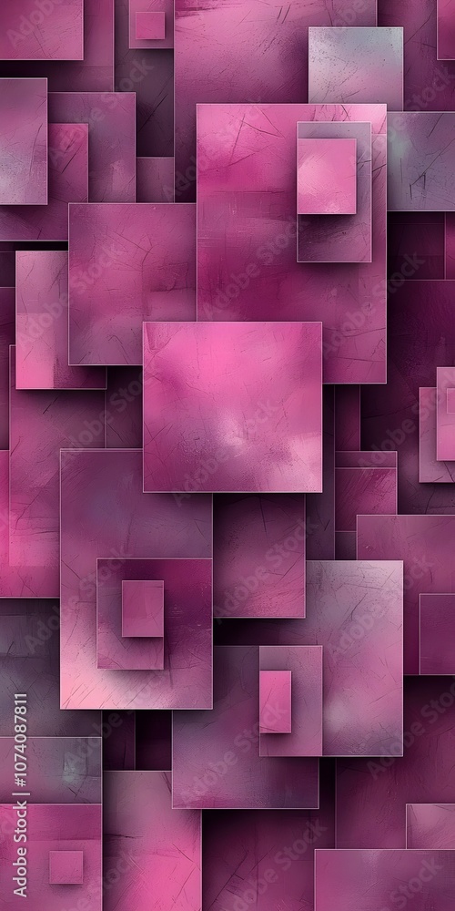 Poster a vibrant abstract background featuring layered squares in various shades of pink, creating a dynami