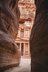 temple landscape of Petra in the morning