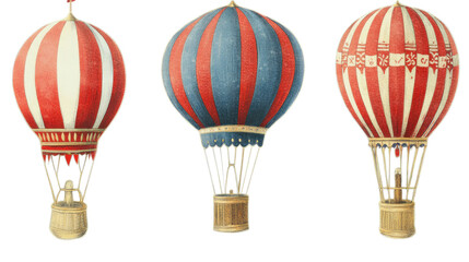 Vintage Hot Air Balloons in a Colorful Collection Generative AI