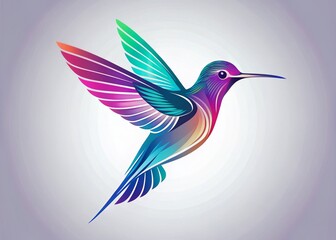 Obraz premium Elegant Hummingbird Logo Design Featuring Flying Silhouette in Rule of Thirds Composition for Creative Branding and Artistic Representation of Nature's Beauty