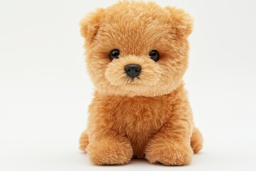 Adorable stuffed dog gazing at the camera on a white background