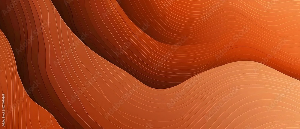 Aufkleber a captivating abstract design featuring flowing waves in warm shades of orange and brown, creating a
