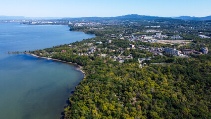 aerial view of the coast of the sea