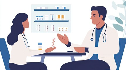 Doctor explaining a medical model to a patient