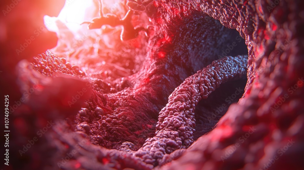 Poster close-up view of biological tissue, showcasing intricate cellular structures.