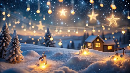 Naklejka premium Enchanting Silent Night Symphony with Bokeh Lights and Soft Glow for a Magical Holiday Atmosphere