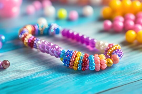 Children s handcrafted beaded accessories Colorful necklaces and bracelets DIY bead kits Crafting for kids Creative pastime Artistic activity for youngsters