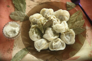tasty dumplings with meat on the table