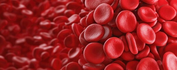 Close-up view of red blood cells on a white background.