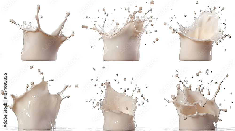 Poster captivating milk splash waves creating dynamic patterns in a set generative ai