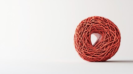 Red rubber band ball on white isolate background.