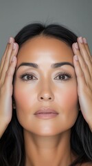Obraz premium Portrait of Woman with Hands Framing Face