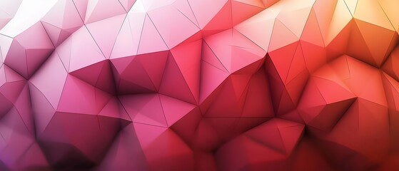 Obraz premium An abstract geometric background featuring a vibrant gradient of pink shades, creating a dynamic and modern appearance with sharp triangular facets.