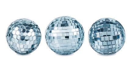 Sparkling Mirror Balls on a Transparent Background for Decoration Generative AI
