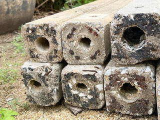 pile of old concrete tiles