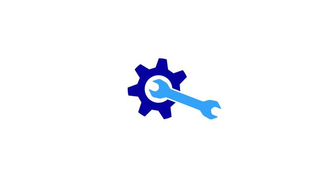 Wrench and gear icon, mechanical Repair tools concept logotype icon animation.