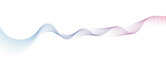 Flowing Dot Wave halftone gradient pattern on transparent background