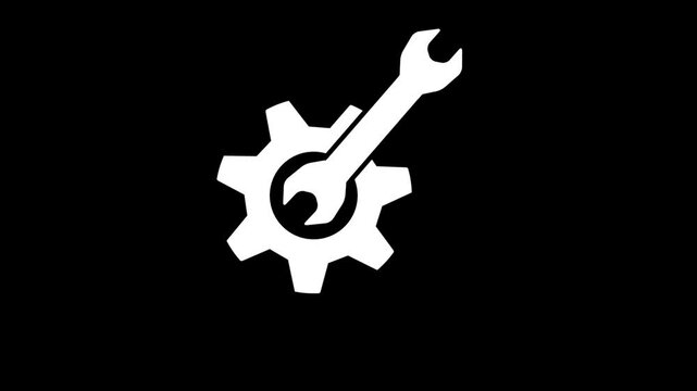 Wrench and gear icon, mechanical Repair tools concept logotype icon animation.