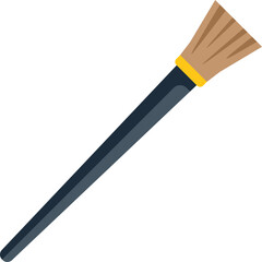 Single makeup brush with a black handle is laying on a surface