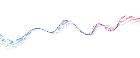 Flowing Dot Wave halftone gradient pattern on transparent background