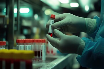 Lab tech prepares blood sample for Thalassemia analysis Medical testing in a lab