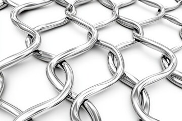 Naklejka premium Metal chain link fence wire against a white backdrop