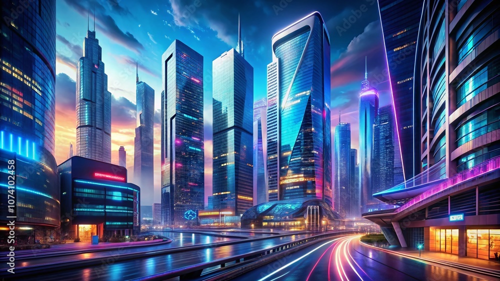 Poster futuristic architectural mockup featuring dynamic action movie title text effects in a sci-fi settin