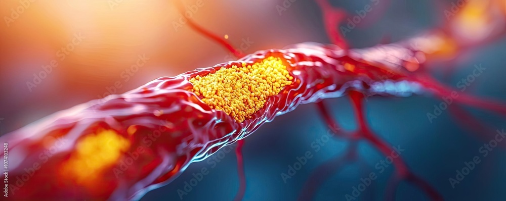Poster close-up of a neuron with glowing neural connections on a blue background.