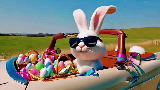 easter bunny with easter eggs