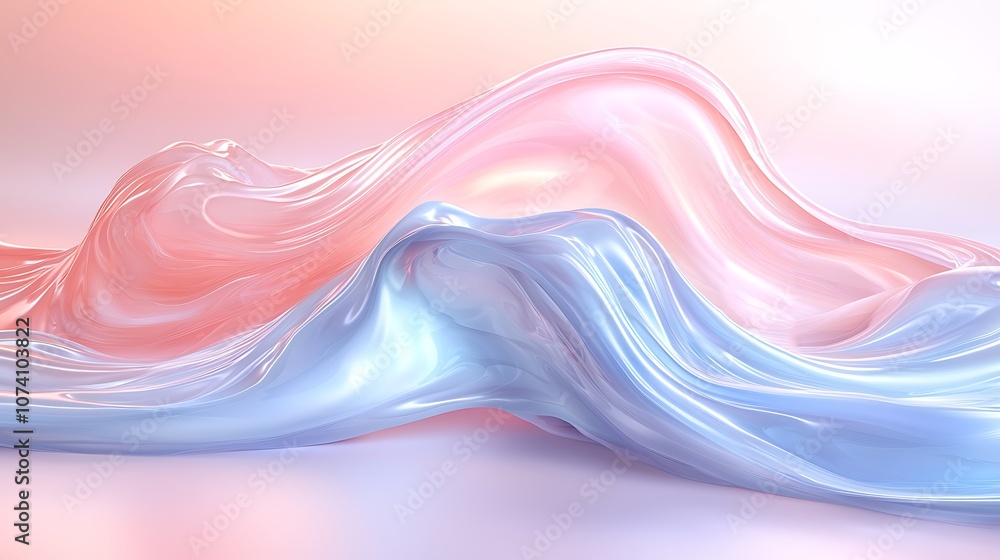 Poster explore the dynamic flow of colorful waves in a serene abstract landscape