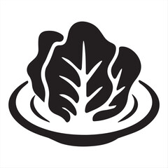 Romaine lettuce glyph icon vector illustration. Stamp of greens leaf bunch for Caesar salad, lettuce leaves and leafy vegetable for cooking vegetarian soup