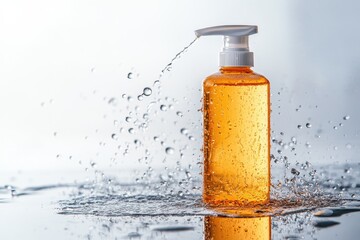 Single shampoo bottle on white Skin care item