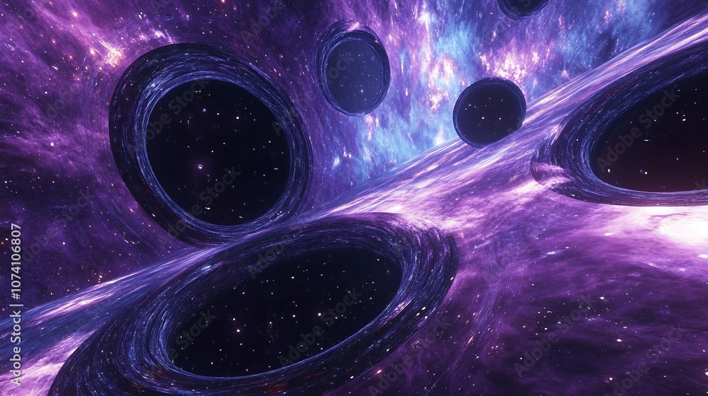 Poster A VR simulation allowing users to explore different universes connected by black holes, visualizing the multiverse concept