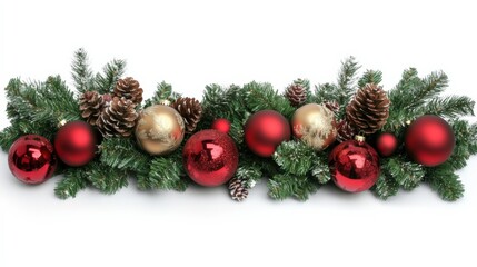 Festive Christmas Arrangement with Ornaments and Pine Cones