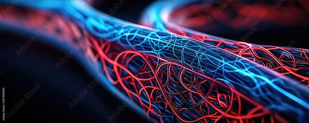 Poster abstract representation of colorful neural pathways in vibrant hues.