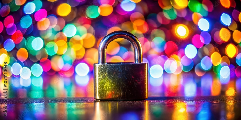 Aufkleber isolated lock on a white background with bokeh effect - a close-up view enhancing security and prote