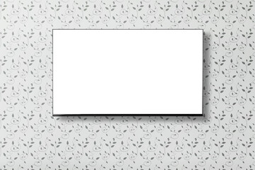 Tv set with white screen mounted on wall