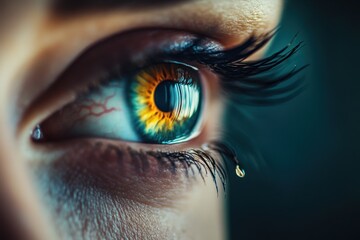 Close up of a woman applying eye drops for natural tears Retina illness Conjunctivitis keratitis dry eyes injury Treatment for red swollen capillaries