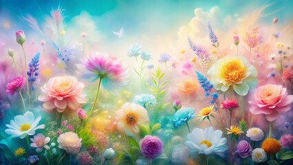 Obraz premium Long Exposure Watercolor Border Flower Design Capturing the Beauty of Nature with Soft Hues and Blurred Motion, Perfect for Home Decor and Artistic Projects