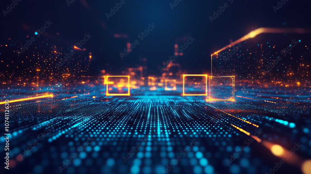 Poster blue technology background with abstract digital tech elements design.